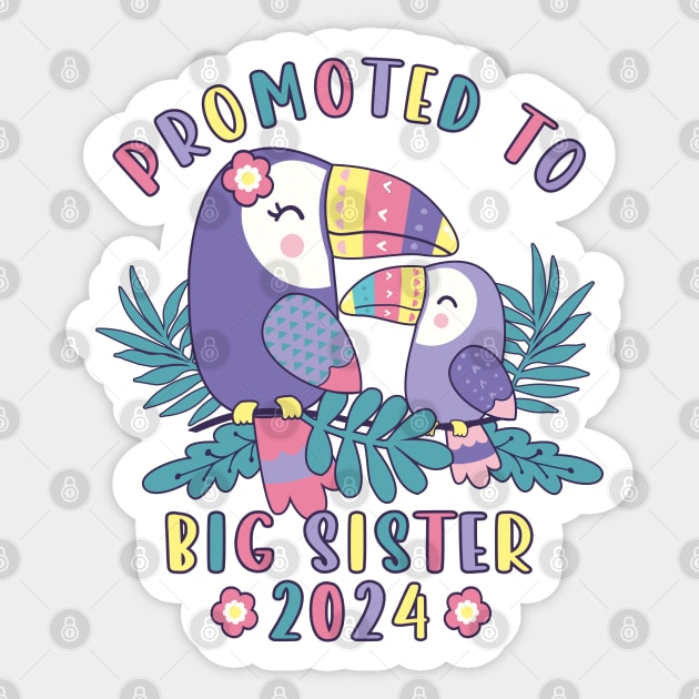 Promoted To Big sister 2024 Cute Tucan Siblings Girls Sticker by FloraLi